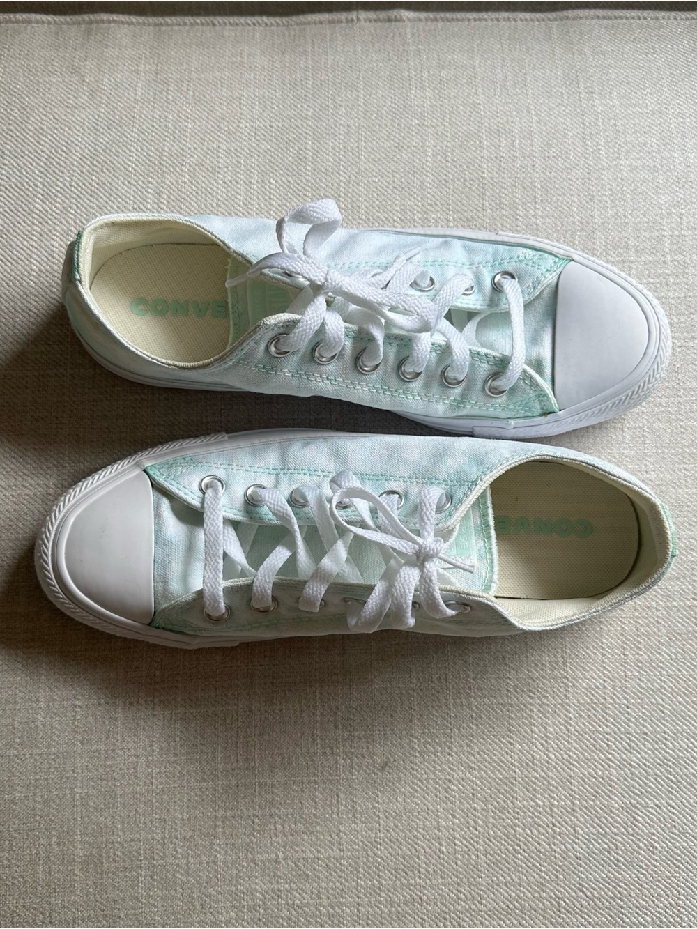 Converse Memory Foam Mint Green and White Low-Top Canvas Sneakers size 8.5 - Picture 5 of 6
